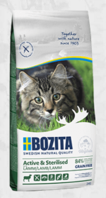 Bozita Grain Free Active & Sterilized Lamb, 10kg - bezgraudu sausā barība ar jēru aktīviem sterilizētiem kaķiem