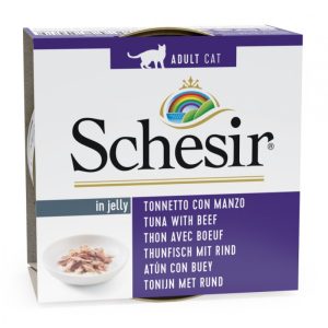 SCHESIR Cat Tuna with Beef Fillets, 85g - tuncis un liellopa fileja želejā